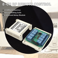 Télécommande universelle FANWELL RK08S-220V à 8 canaux, code roulant, en plastique, pour piles AAA/rechargeables, 315/433 MHz, portée 100 m, pour la maison