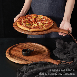Plateau à steak en bois de noyer noir, plateau à pizza rond durable, planche à découper pour la cuisine occidentale, utilisation pour les fêtes - Product Image 4