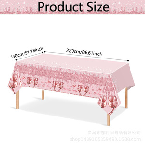 Pink Balloon <b>Tablecloth</b> <b>Rectangle</b> Digital Printing Birthday Party Decorations Environment Friendly Plastic Paper Tableware - Product Image 3