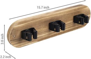 Support mural en bois brûlé rustique et en métal pour outils de jardin, <span class=keywords><strong>balai</strong></span>, serpillière, <span class=keywords><strong>porte</strong></span>-<span class=keywords><strong>balai</strong></span>, rangement pour garage, placard - Product Image 4
