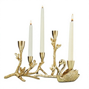 Golden Swan <b>Branch</b> Candle Stand aluminium casting Decorative Home <b>Lighting</b> Holder Fancy Shape Durable Design - Product Image 1