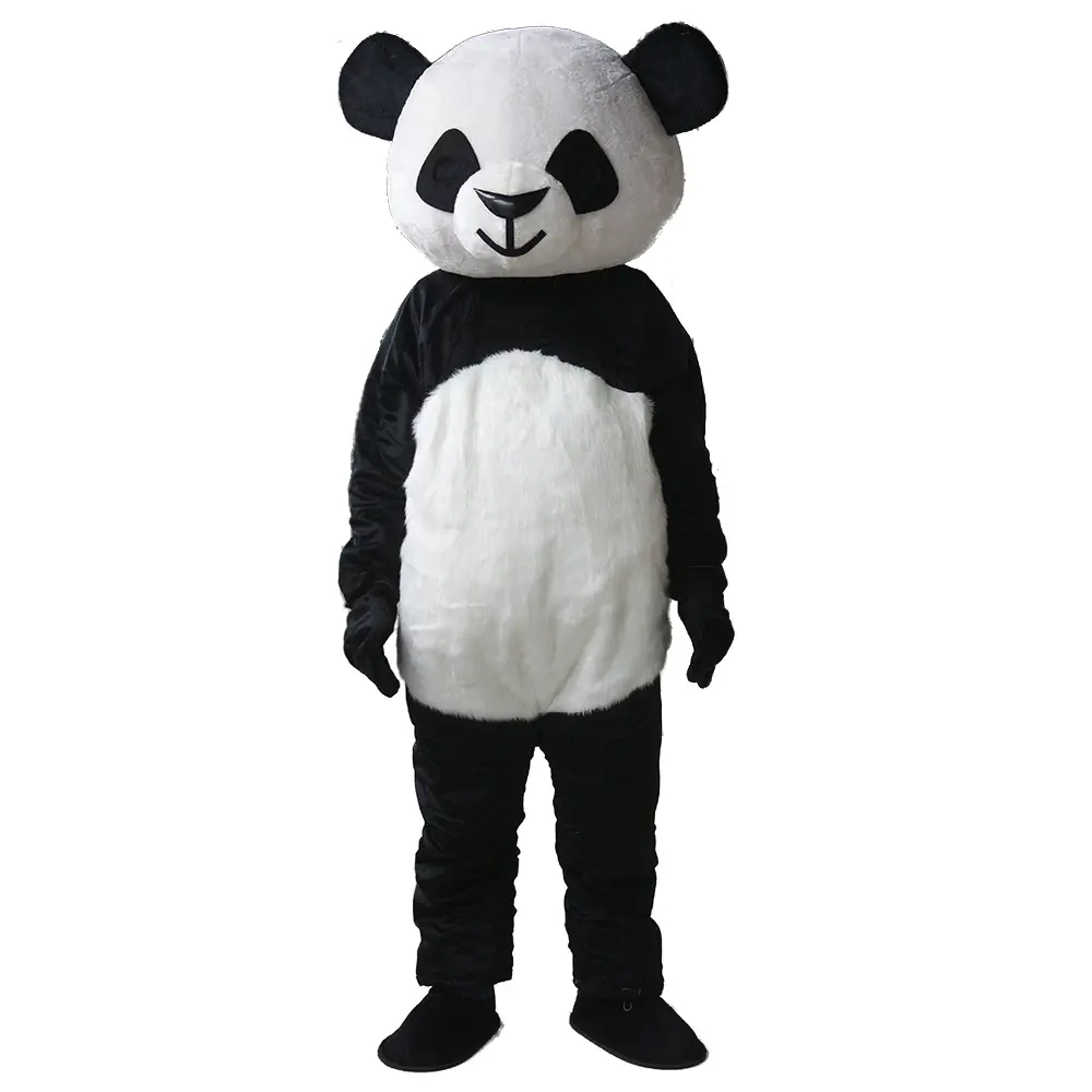 Moda ucuz peluş yumuşak doldurulmuş hayvan maskot kostüm satılık düşük MOQ yetişkin 180CM - 200CM sevimli şişman kürk Panda maskot kostüm