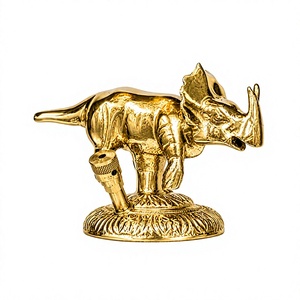 Teléfono Antiguo de Lujo de Latón Macizo con Diseño de Rinoceronte Dorado Esculpido, Grabado a Mano, 100 cm de Altura - Product Image 4