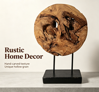 Sculpture en bois fabriquée en usine 22x11xH36cm en bois naturel pour la décoration intérieure, présentoir de table, écran en bois