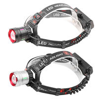 Linterna Frontal LED Láser Blanca de Largo Alcance de 30 W, Recargable Tipo C, con Zoom, Sensor de Movimiento y Luz Trasera de Advertencia Roja COB