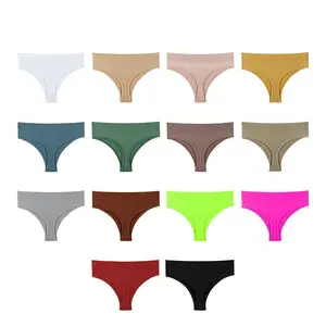 Culotte sans couture respirante confortable pour femmes, logo personnalisé, <span class=keywords><strong>string</strong></span> taille basse avec sous-vêtements féminins de couleur unie - Product Image 2