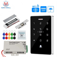 Kit de système de contrôle d'accès extérieur étanche avec clavier RFID 125KHz 13.56MHz NFC + serrure magnétique électrique 180KG