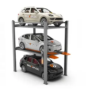 4 Post Suv Stacker Parking Auto Opslag Lift Parkeersysteem Drie Niveau Parkeerplaats Lift