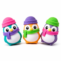 Ensemble de 6 jouets Squishy Pingouin Kawaii en mousse à rebond lent, style écharpe tricotée, pour décoration de bureau et étagère, cadeau