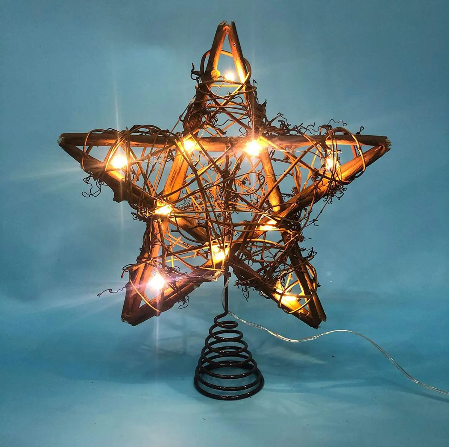 Топпер для рождественской елки, звезда из ротанга, естественная звезда, верхушка для рождественской елки, Звездный Топпер и праздничное сезонное украшение