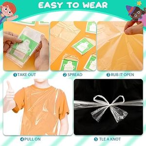 Delantales Desechables Huamaohengchun para Niños - Delantales de Plástico Transparente para Niños, Impermeables, para Pintar y Cocinar, de 4 a 12 Años - Product Image 3