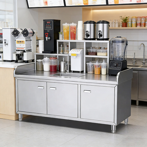 Plan de travail de cuisine commerciale sur mesure en acier inoxydable 304, résistant à la chaleur, finition brossée mate, pour hôtel - Product Image 3