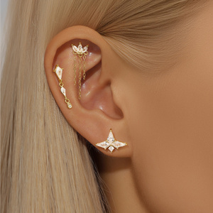 Pendientes de Plata 925 con Borla Larga y Circonita Blanca Ojo de Caballo de CANNER para Mujer - Product Image 2