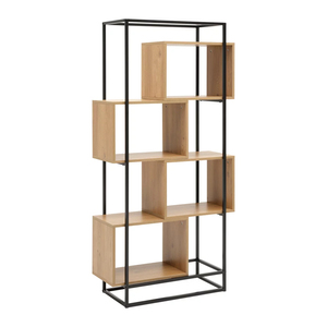 Moderno scaffale in legno per libri industriale con deflettori grande <span class=keywords><strong>Etagere</strong></span> libreria con struttura in metallo per soggiorno a casa ufficio - Product Image 3