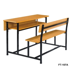 Juego de escritorio y silla doble de metal moderno de tipo fijo de gran oferta para la escuela - Product Image 1
