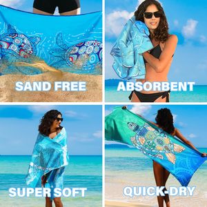 Serviette de <span class=keywords><strong>plage</strong></span> en microfibre fine et <span class=keywords><strong>l</strong></span>égère, antimicrobienne, écologique, sans sable, séchage rapide, absorbante, compacte, pour piscine et camping - Product Image 2