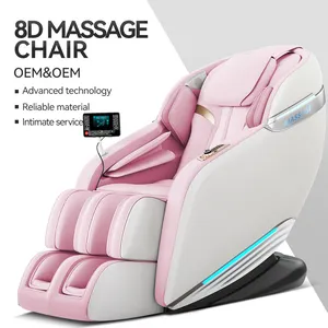 Silla de masaje rosa de cuerpo completo, sillón reclinable de lujo con calor y masaje, 8d zero gravity