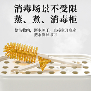 Ensemble de brosses à biberons portables en silicone avec support de séchage et compartiments pour le nettoyage en voyage - Product Image 5
