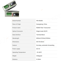 Convertidor RS485 de Datos Bidireccionales, Extensor Monomodo de Fibra Óptica FTTH POE IP TCP, Conector SC, 20Km, 1 Par