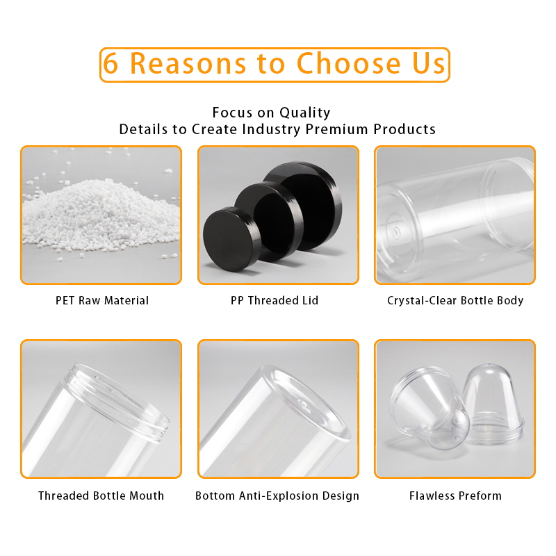 Food Plastic Wide Mouth Plastic Jars for Candy/Cookie/Nuts /Herbs Packaging Containers Round Storage with Lids