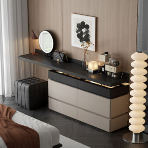 Italian Minimalist Dressing <b>Table</b> Extendable Flip <b>Top</b> <b>Mirror</b> Bedroom Vanity Storage Cabinet Adult Use - Product Image 3
