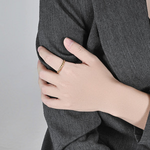 Twisted Bread Shaped <b>Ring</b> 18K Gold Plated Titanium Steel Women's Fashion Jewelry Daily Wear - Product Image 3