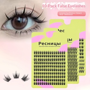 Cils noirs semi-faits à <span class=keywords><strong>la</strong></span> main, DIY, simulation naturelle, tige de blé <span class=keywords><strong>sauvage</strong></span> pure, queue de poisson, 20D, mixte, paquet de 10 rangées, segmentés, pour greffage - Product Image 2