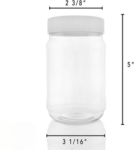 Petits pots d'emballage pour beurre de cacahuète, contenants alimentaires ronds transparents en PET avec couvercles à vis pour beurres de noix, pour usine - Product Image 2