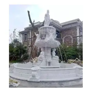 Larges White Marble Hand Carved Outdoor Water Fountain With Poseidon Figure Statue Sculpture For Garden Sale