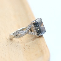 Bague de fiançailles ultralégère, anneau de fiançailles en argent massif 925, couleur grise, 9x11mm, 5ct