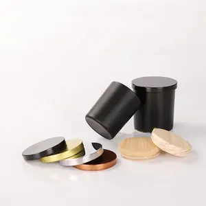 unique cheap wholesale price cylinder candle glass jar oem low price candle jar with metal lid matte black glass candle jars