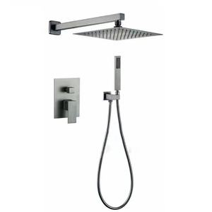 Système de douche à pluie à double tête, mitigeur thermostatique encastré avec jet doux et puissant, ensemble de douches de salle de bain en laiton - Product Image 1