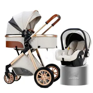 2023 Newest Stroller Baby Pushchairs 3 en 1 Foldable Baby Stroller European Market 3 In 1 With Car Seat trolley