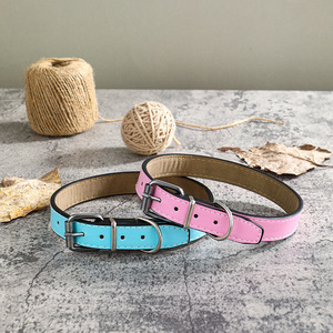 Collar de Perro de Lujo, Simple y Clásico, Ajustable, Acolchado, de Cuero PU, con Hebilla Metálica y Anillo en D, Diseño Sólido - Product Image 2