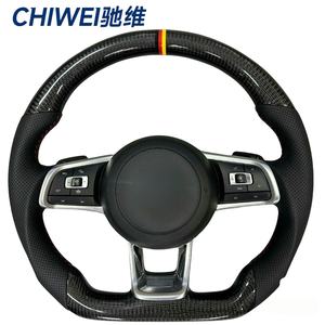 Pour VW <span class=keywords><strong>Golf</strong></span> MK7 GTI/GTS/R-Line Polo/Scirocco <span class=keywords><strong>GTD</strong></span>/GTE/GLI CC/Jetta commande de volant en cuir de Fiber de carbone Fit - Product Image 3