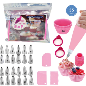 35 مجموعة أدوات خبز كاملة مع أطراف الأنابيب ، ملاصق ، و كاشطات للمعجنات والكب كيك أدوات تزيين الكعك أدوات خبز - Product Image 2