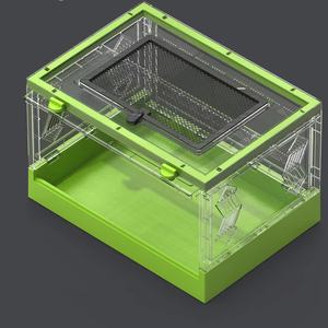 Mode plastique pliant Reptile <span class=keywords><strong>Terrarium</strong></span> 16.5 "x 11.8" X 10.2 "Portable clair Habitat réservoir avant ouverture porte maille haut pour la maison - Product Image 1