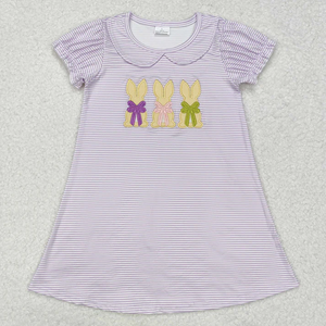 Robe de Pâques assortie pour sœurs, motif carreaux brodé lapin et carotte - Product Image 3