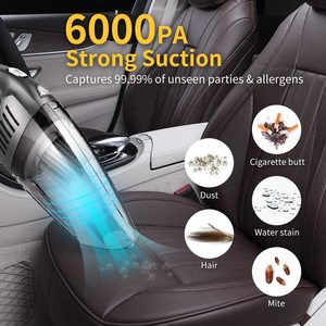 Aspiradora de Mano para Auto con Alta Potencia de 120W, <span class=keywords><strong>7000PA</strong></span>, Portátil, Recargable, Inalámbrica, con Potente Ventilador de Aluminio - Product Image 2