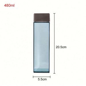 Bouteille d'eau portable en plastique carrée transparente de 480 ml avec logo personnalisé, pour jus de fruits, sport de plein air, voyage, camping - Product Image 2