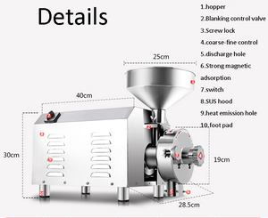 110/220V 곡물 향신료 옥수수 허브 크러셔 상업용 초극세 분쇄기 습식 건조 식품 밀 분말 가루 커피 콩 밀 - Product Image 5