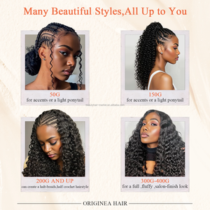 Extensiones de Cabello Humano Invisible Originea para Crochet, Pre-Separadas, Tipo Pluma, Cabello Virgen para Crochet, Sin Nudos, Ondulado, Rizado - Product Image 6