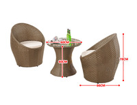 Table et chaise d'extérieur en rotin, Table à thé, ensemble de 3 pièces, balcon, cour, autres meubles d'extérieur, Vietnam