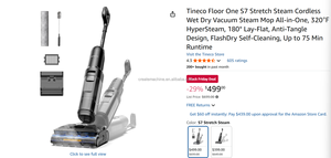 <span class=keywords><strong>Tineco</strong></span> Floor One S7 Stretch Steam <span class=keywords><strong>Aspirateur</strong></span> sans fil humide et sec, serpillière vapeur 180 °   Conception anti-emmêlement à plat - Product Image 3