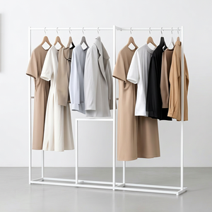 Minimalist Metal Clothing <b>Rack</b> Standing Type Double Tier Multifunctional Storage Holder for Bedroom Living Room Dorm Office - Product Image 1