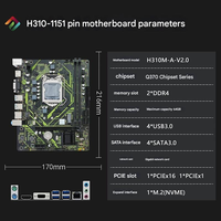 Nouvelle carte mère d'ordinateur de bureau verte H310M-A, MOBO de bureau LGA1151, double DDR4, prise en charge VGA, 8e/9e génération, M2 H310 pour PC