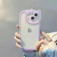 Coque de téléphone transparente rose à motif chat avec nœud papillon pour iPhone 17 Air 16 E 15 14 13 12 11 Pro Max pour femmes et filles – Étuis mignons