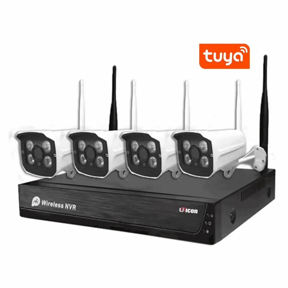 H.265 Tuya Surveillance Video Keamanan Rumah Pintar Luar Ruangan Tahan Air Kit NVR Nirkabel Sistem Kamera CCTV 2MP