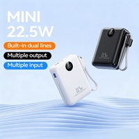 Chargeur de batterie Li-Polymère à charge rapide Type-C TDX TJ59 22.5W/18W/15W, Mini batterie externe 10000mAh/20000mAh avec câbles 2-en-1 et affichage numérique