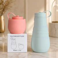 Bouteille d'eau en silicone de 800 ml avec mousqueton, design portable anti-fuite pour les activités de plein air et le camping